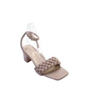 Marion Parke Women's Squre Toe Braided Block Heels Sandals Nude Size 39.5